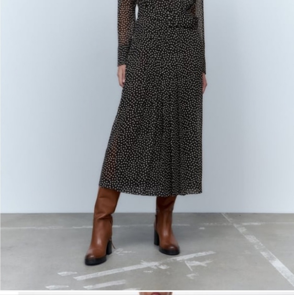 Zara Black and White Polka Dot Midi Dress - Picture 4 of 11